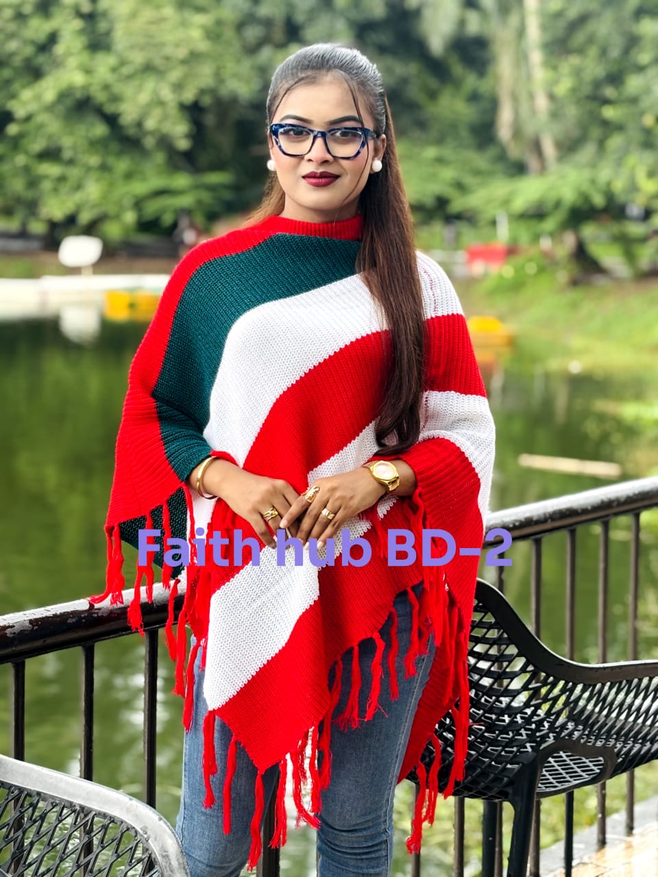 New Item Poncho 2 ( Red  White ) 202