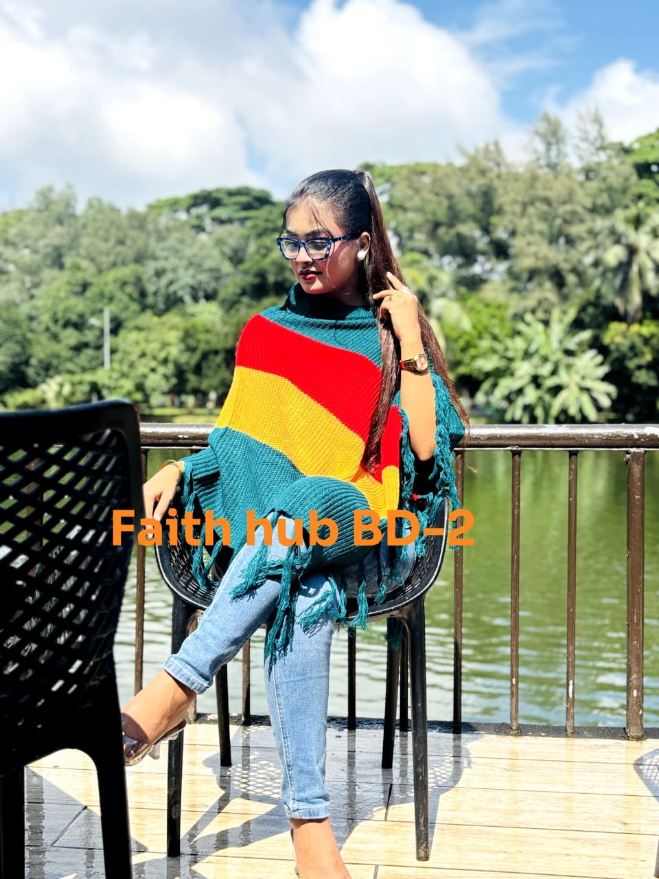 New Item Poncho 5 ( Green  Red) 505